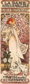 La Dame aux Camélias 1896 Art Nouveau tchèque Alphonse Mucha Peinture à l'huile